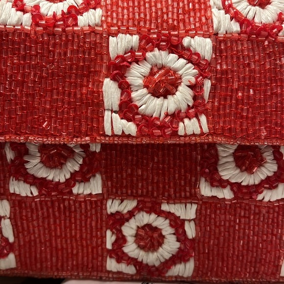 Anthropologie Fiona Bag Red Patterned Women's Bag - Picture 6 of 9